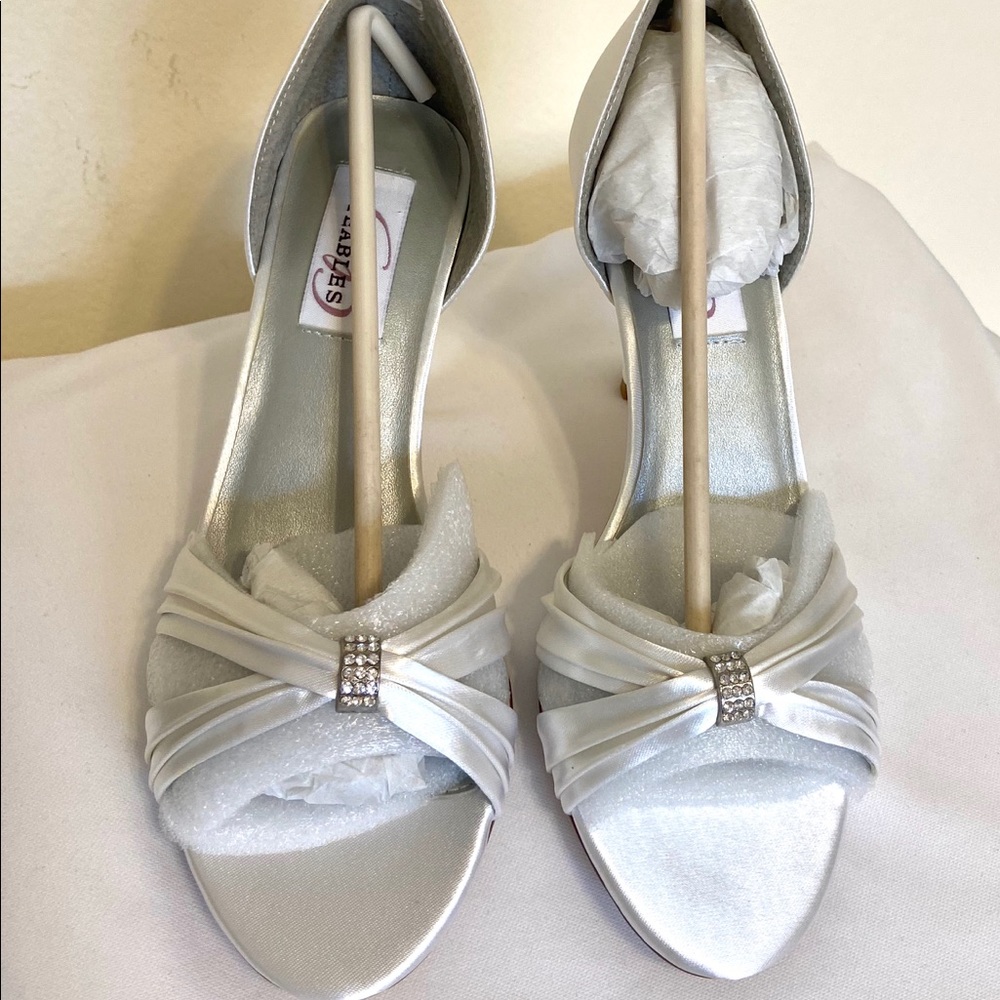 Dyeables Wedding Daisy White Satin Open Toe Pump